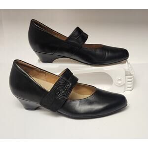 Ziera Vail Mary Jan Black Leather Heel Shoes size 39/US 9M